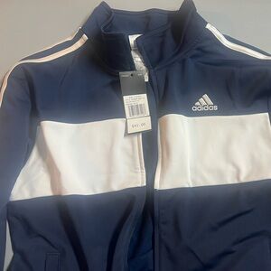 Adidas Navy and White Sports Jacket